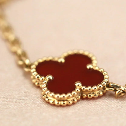 [⭐moonlume] CLOVER 5 MOTIF RED CORNELIAN BRACELET COLLECTION