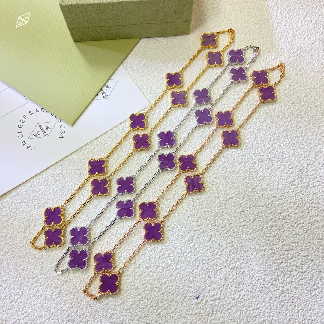 [⭐moonlume Jewelry]CLOVER 10 MOTIFS  PURPLE VIOLET  NECKLACE