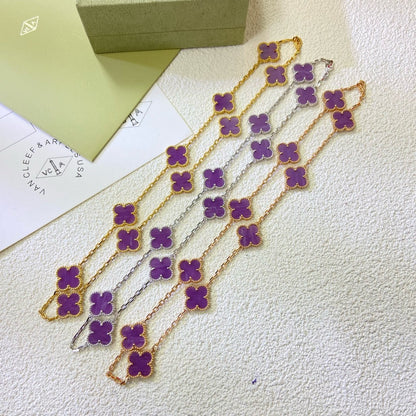 [⭐moonlume Jewelry]CLOVER 10 MOTIFS  PURPLE VIOLET  NECKLACE