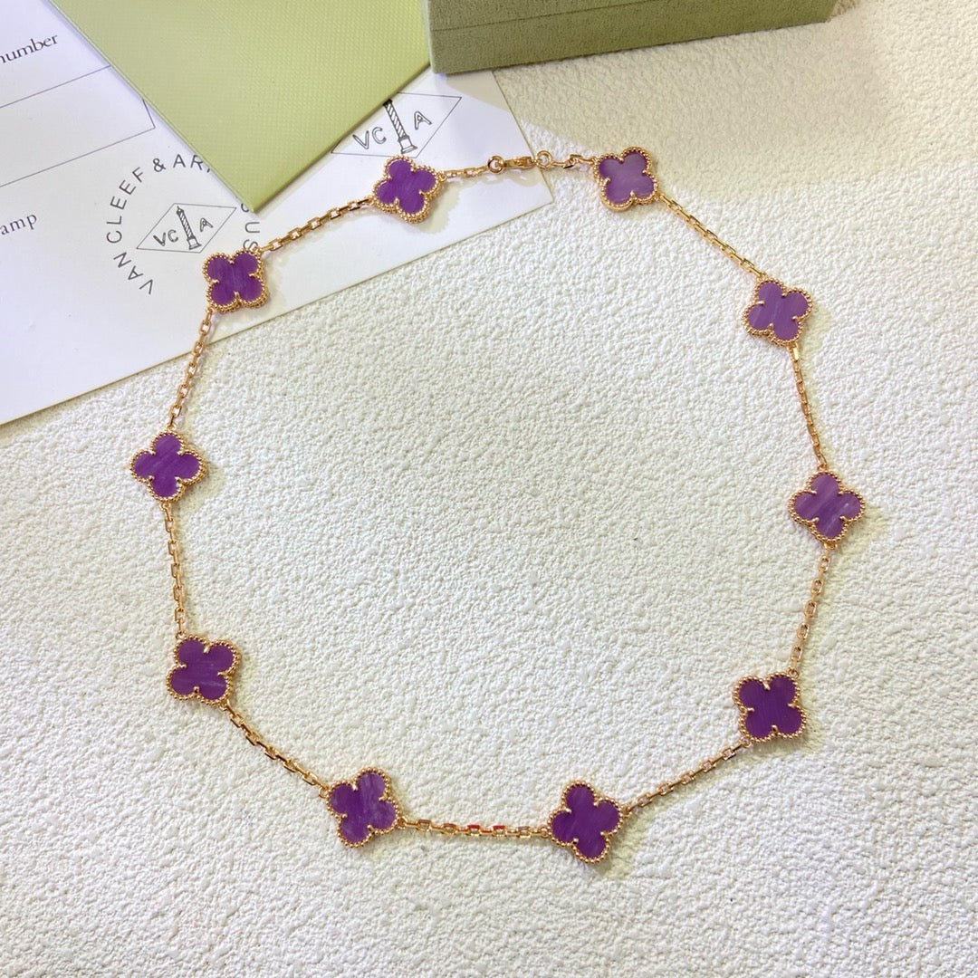 [⭐moonlume Jewelry]CLOVER 10 MOTIFS  PURPLE VIOLET  NECKLACE