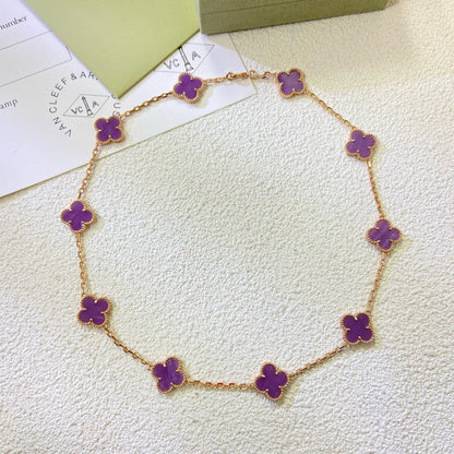 [⭐moonlume Jewelry]CLOVER 10 MOTIFS  PURPLE VIOLET  NECKLACE