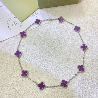 [⭐moonlume Jewelry]CLOVER 10 MOTIFS  PURPLE VIOLET  NECKLACE