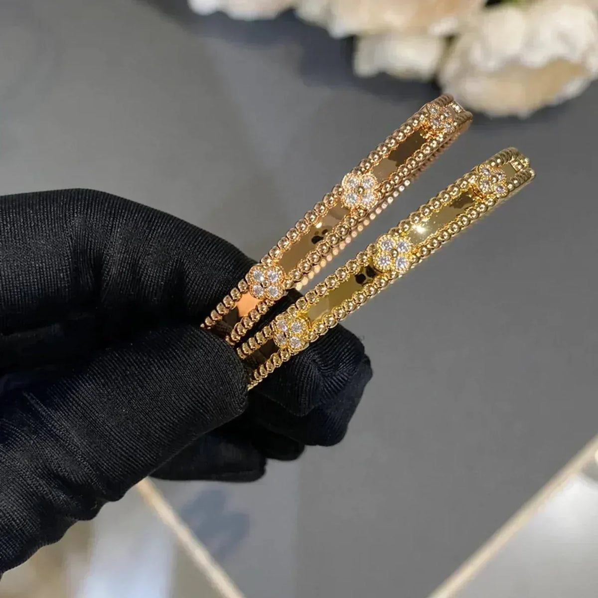 [⭐moonlume]CLOVER BRACELET 4MM DIAMONDS