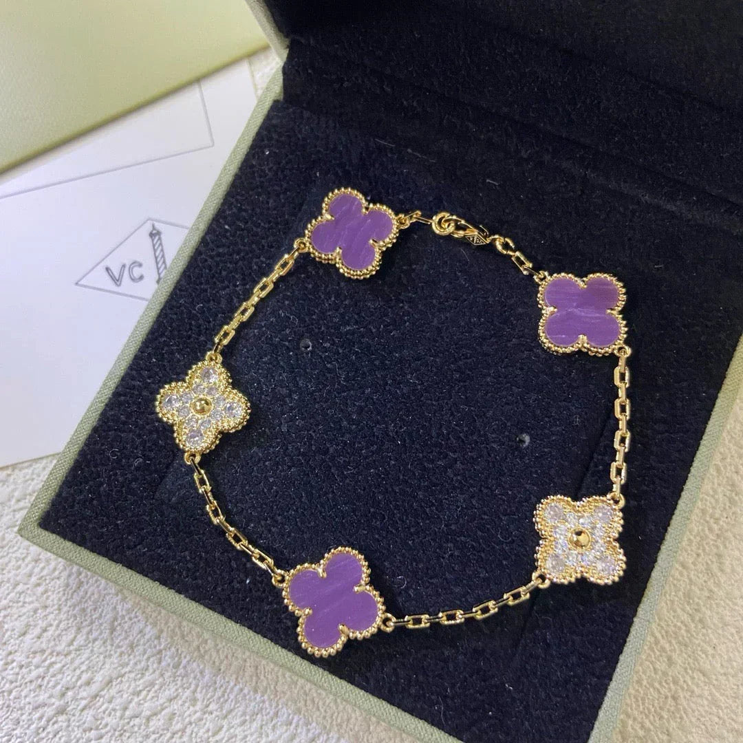 [⭐moonlume] CLOVER 5 MOTIF VIOLET BRACELET COLLECTION