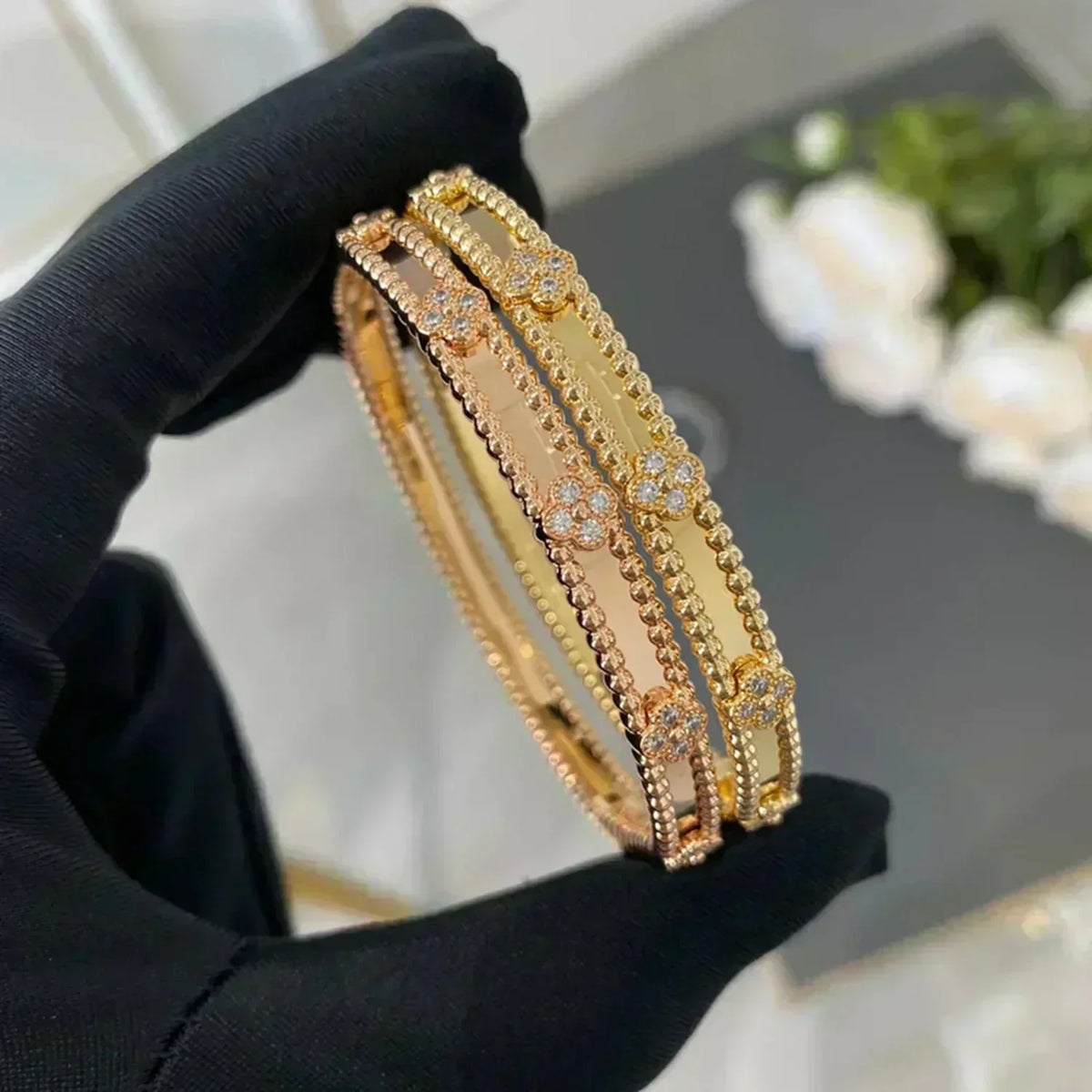 [⭐moonlume]CLOVER BRACELET 4MM DIAMONDS
