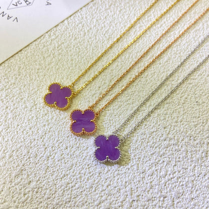 [⭐moonlume Jewelry]CLOVER 15MM  PURPLE VIOLET NECKLACE