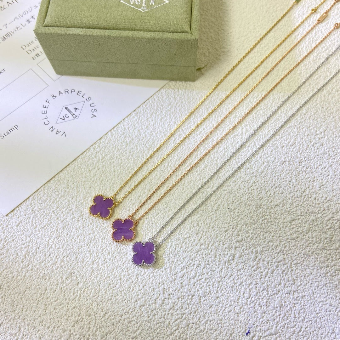 [⭐moonlume Jewelry]CLOVER 15MM  PURPLE VIOLET NECKLACE