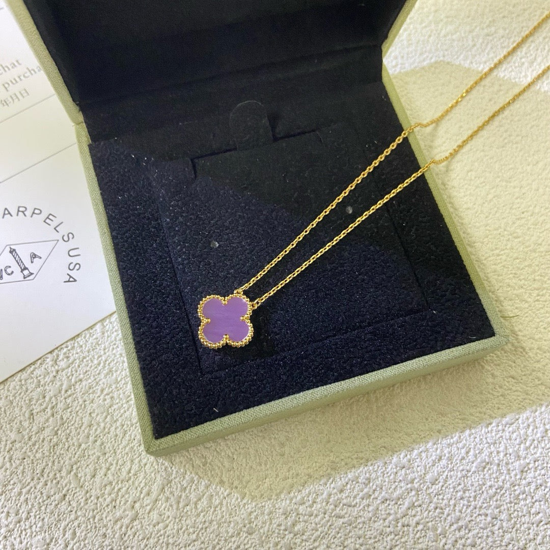 [⭐moonlume Jewelry]CLOVER 15MM  PURPLE VIOLET NECKLACE