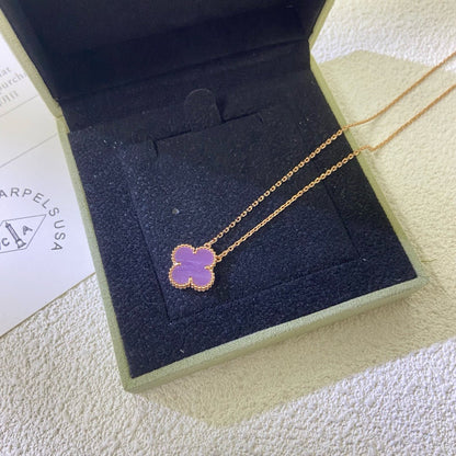 [⭐moonlume Jewelry]CLOVER 15MM  PURPLE VIOLET NECKLACE
