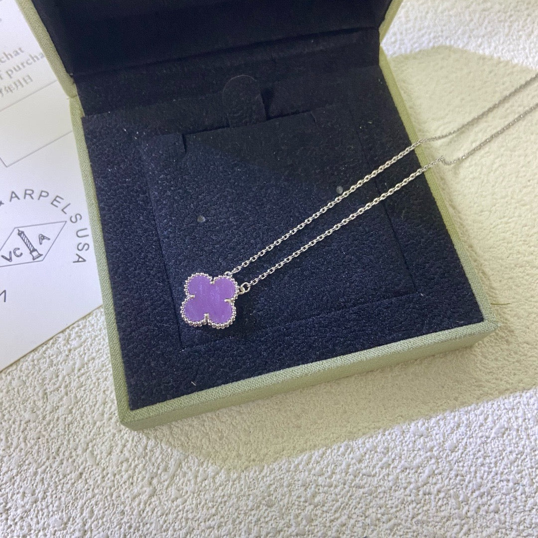 [⭐moonlume Jewelry]CLOVER 15MM  PURPLE VIOLET NECKLACE