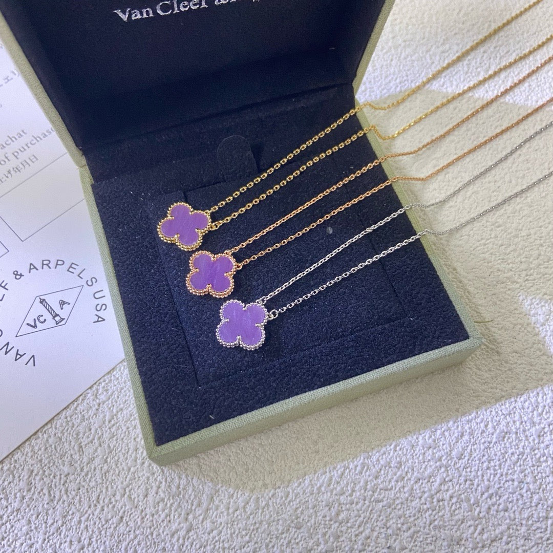 [⭐moonlume Jewelry]CLOVER 15MM  PURPLE VIOLET NECKLACE