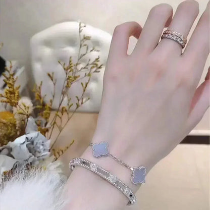 [⭐moonlume] CLOVER 5 MOTIF PURPLE CHALCEDONY BRACELET COLLECTION