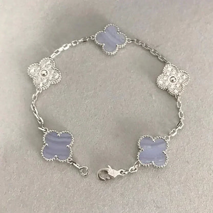 [⭐moonlume] CLOVER 5 MOTIF PURPLE CHALCEDONY BRACELET COLLECTION