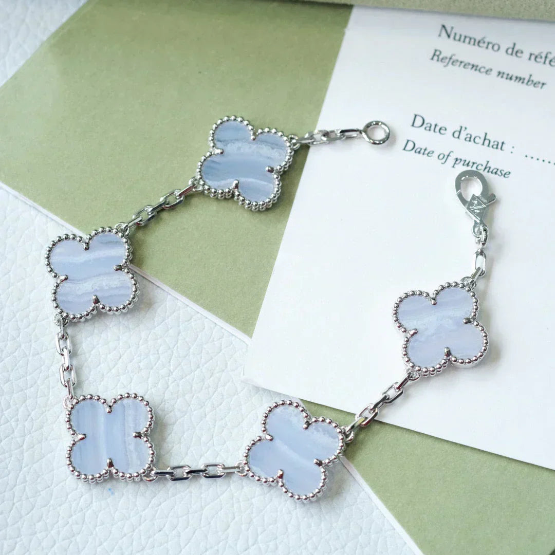 [⭐moonlume] CLOVER 5 MOTIF PURPLE CHALCEDONY BRACELET COLLECTION