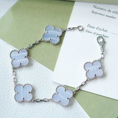 [⭐moonlume] CLOVER 5 MOTIF PURPLE CHALCEDONY BRACELET COLLECTION