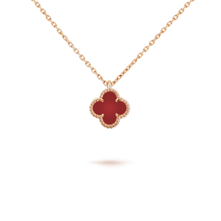 [⭐moonlume]CLOVER MINI 9.5MM WHITE CARNELIANS NECKLACE