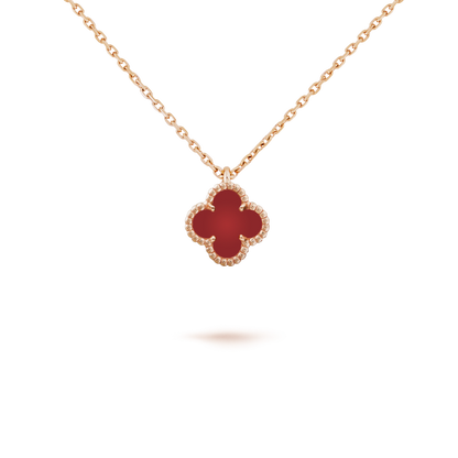 [⭐moonlume]CLOVER MINI 9.5MM WHITE CARNELIANS NECKLACE