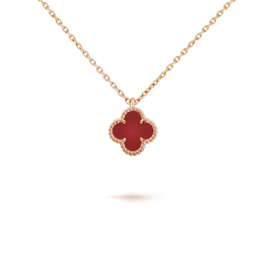 [⭐moonlume]CLOVER MINI 9.5MM WHITE CARNELIANS NECKLACE