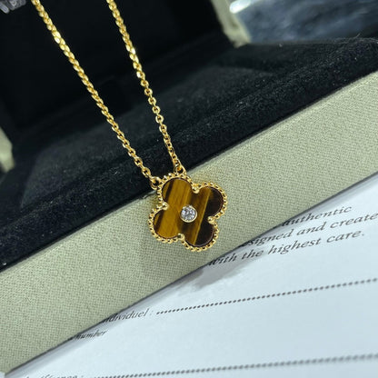 [⭐moonlume]CLOVER 15MM DIAMOND AND YELLOW TIGER'S EYE AGATE necklace