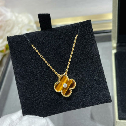 [⭐moonlume]CLOVER 15MM DIAMOND AND YELLOW TIGER'S EYE AGATE necklace