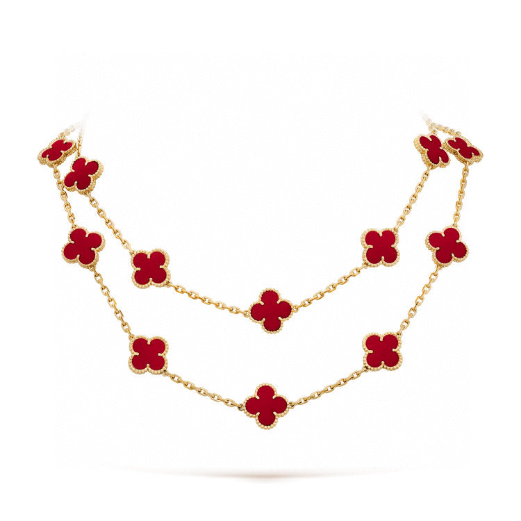 [⭐moonlume]CLOVER 20 MOTIFS CARNELIAN NECKLACE