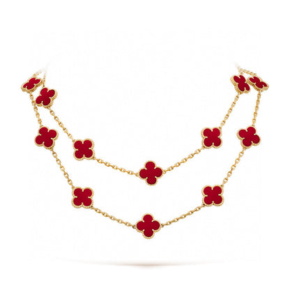 [⭐moonlume]CLOVER 20 MOTIFS CARNELIAN NECKLACE