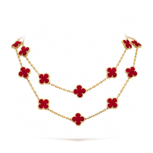 [⭐moonlume]CLOVER 20 MOTIFS CARNELIAN NECKLACE