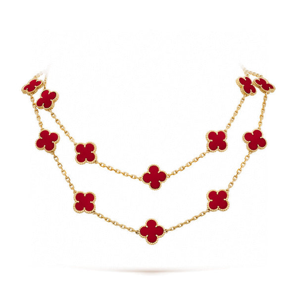 [⭐moonlume]CLOVER 20 MOTIFS CARNELIAN NECKLACE