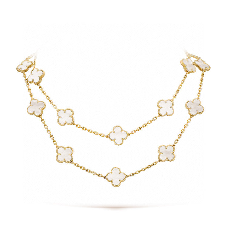 [⭐moonlume]CLOVER 20 MOTIFS WHITE MOP NECKLACE