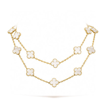 [⭐moonlume]CLOVER 20 MOTIFS WHITE MOP NECKLACE