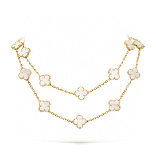[⭐moonlume]CLOVER 20 MOTIFS WHITE MOP NECKLACE
