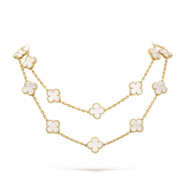 [⭐moonlume]CLOVER 20 MOTIFS WHITE MOP NECKLACE