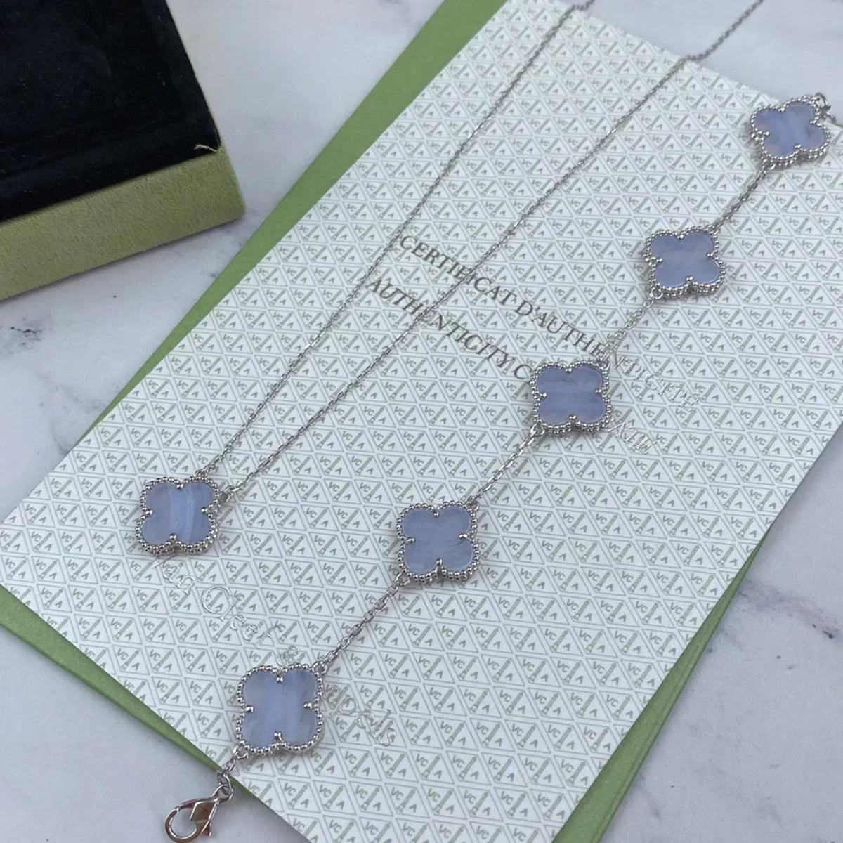 [⭐moonlume] CLOVER 5 MOTIF PURPLE CHALCEDONY BRACELET COLLECTION