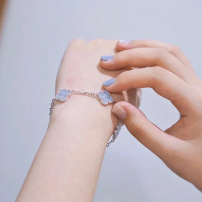 [⭐moonlume] CLOVER 5 MOTIF PURPLE CHALCEDONY BRACELET COLLECTION
