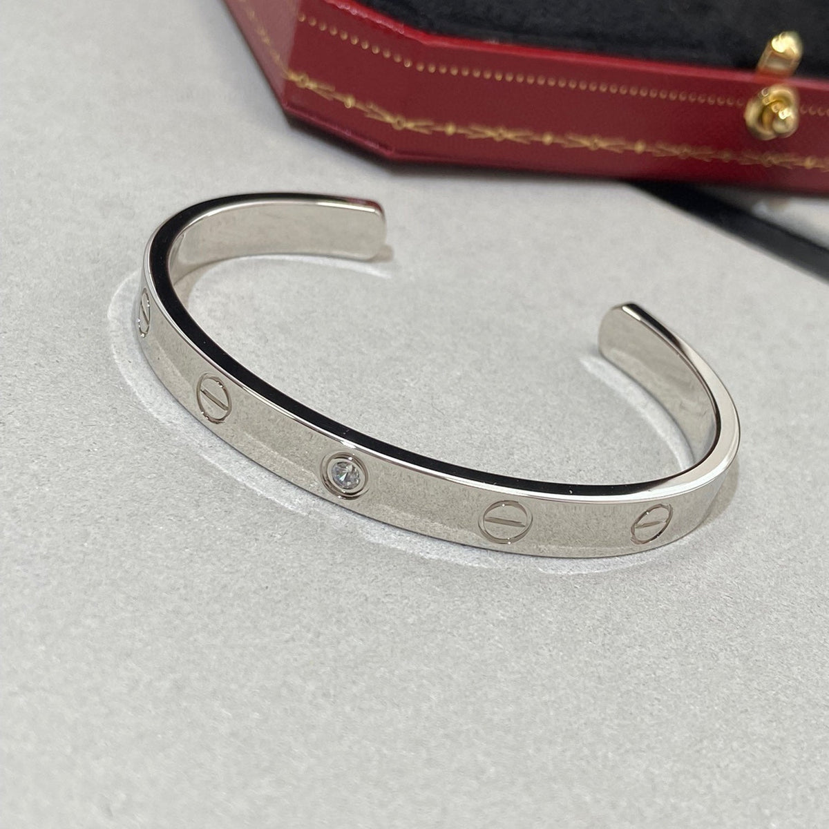 [⭐moonlume]LOVE BRACELET 6.1MM 1 DIAMOND OPEN CUFF