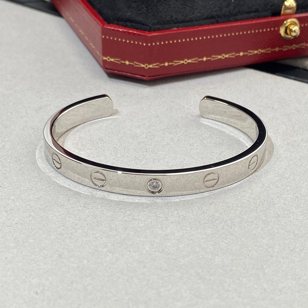[⭐moonlume]LOVE BRACELET 6.1MM 1 DIAMOND OPEN CUFF