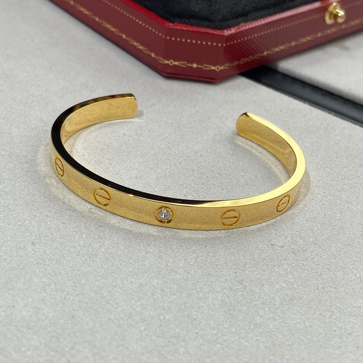 [⭐moonlume]LOVE BRACELET 6.1MM 1 DIAMOND OPEN CUFF