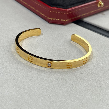 [⭐moonlume]LOVE BRACELET 6.1MM 1 DIAMOND OPEN CUFF