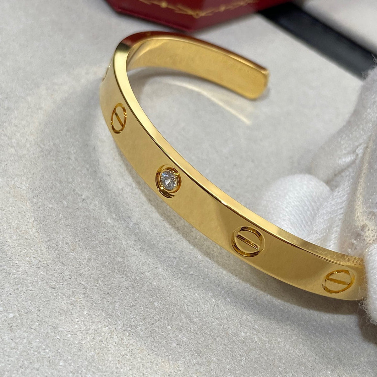 [⭐moonlume]LOVE BRACELET 6.1MM 1 DIAMOND OPEN CUFF