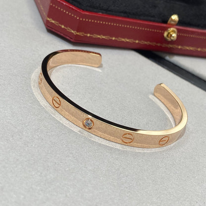[⭐moonlume]LOVE BRACELET 6.1MM 1 DIAMOND OPEN CUFF