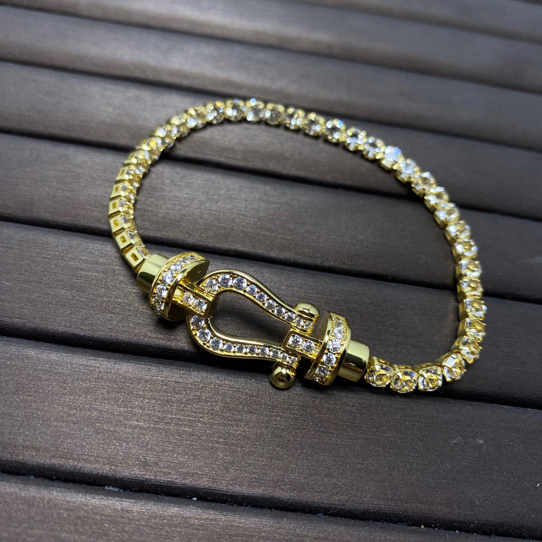 [⭐moonlume]FORCE  LARGE HORSESHOE FULL DIAMOND TENNIS BRACELET