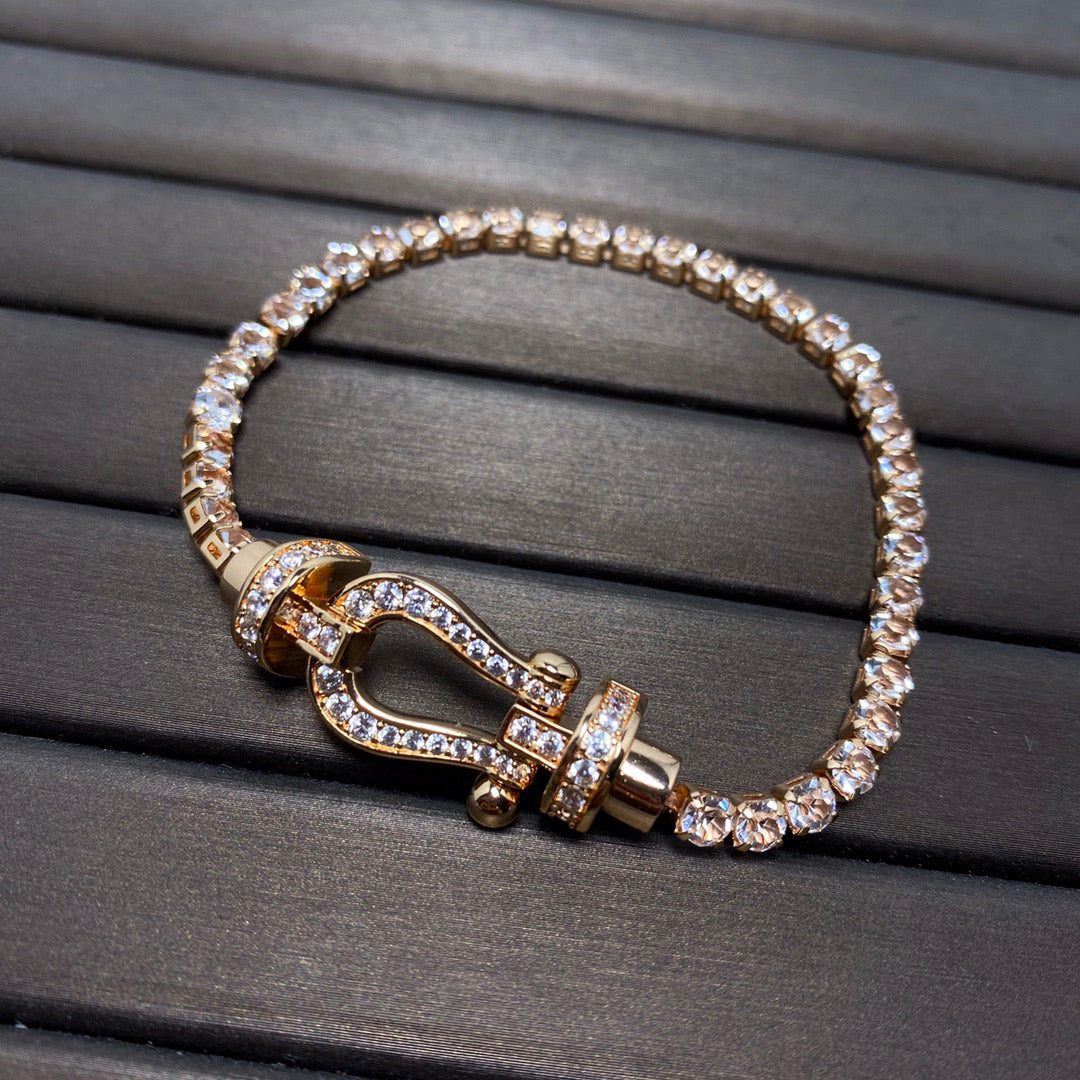 [⭐moonlume]FORCE  LARGE HORSESHOE FULL DIAMOND TENNIS BRACELET