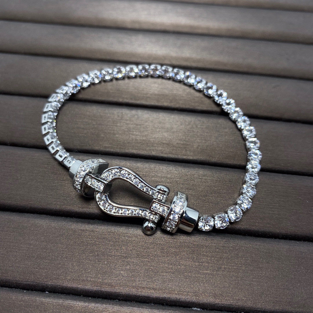[⭐moonlume]FORCE  LARGE HORSESHOE FULL DIAMOND TENNIS BRACELET