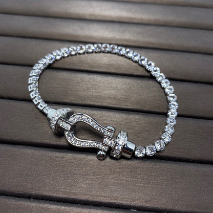 [⭐moonlume]FORCE  LARGE HORSESHOE FULL DIAMOND TENNIS BRACELET