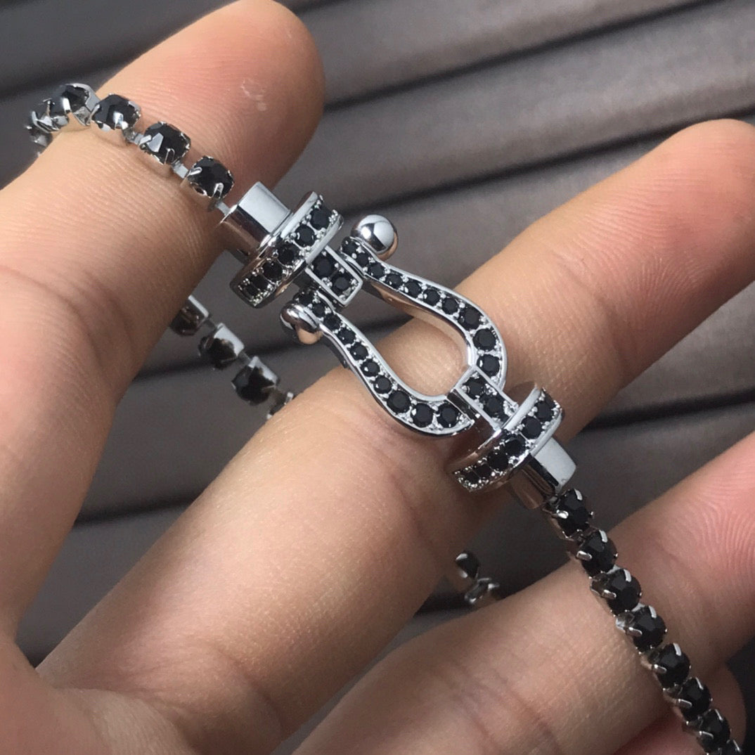 [⭐moonlume]FORCE  LARGE HORSESHOE FULL DIAMOND TENNIS BRACELET