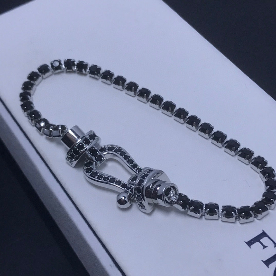 [⭐moonlume]FORCE  LARGE HORSESHOE FULL DIAMOND TENNIS BRACELET