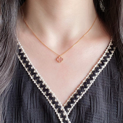 [⭐moonlume]CLOVER 15MM PINK MOTHER-OF-PEARL SINGLE FLOWER NECKLACE