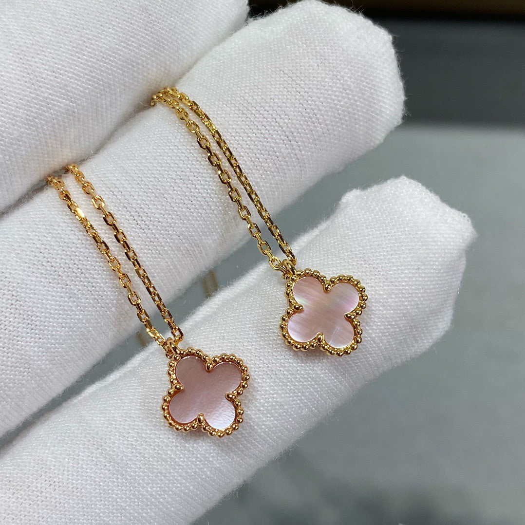 [⭐moonlume]CLOVER 15MM PINK MOTHER-OF-PEARL SINGLE FLOWER NECKLACE