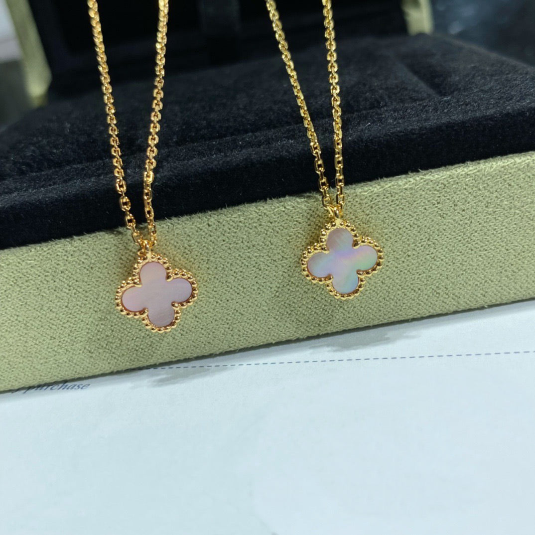 [⭐moonlume]CLOVER 15MM PINK MOTHER-OF-PEARL SINGLE FLOWER NECKLACE