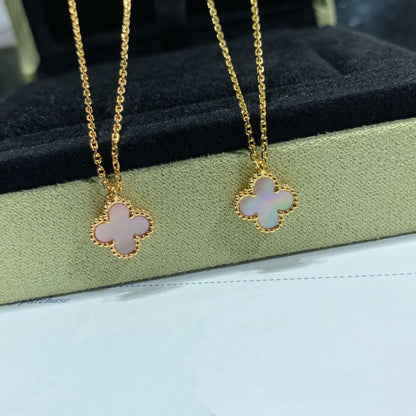 [⭐moonlume]CLOVER 15MM PINK MOTHER-OF-PEARL SINGLE FLOWER NECKLACE